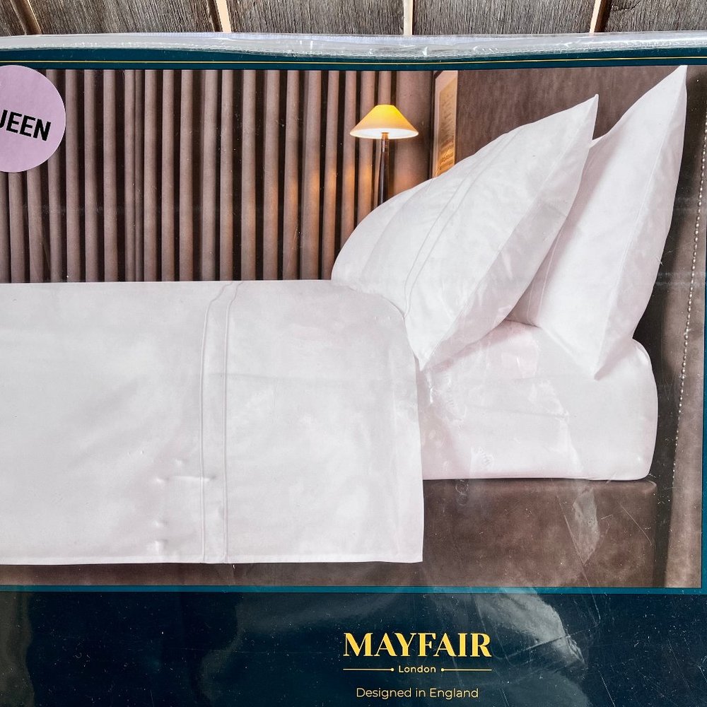 Mayfair HOTEL COLLECTION 100% Cotton QUEEN SIZE Sheet Set - double embroidered - Picture 2 of 5